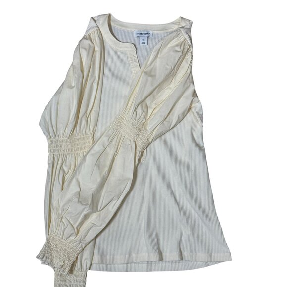 NEW Studio Park Womens XS White Button-Up Long Balloon Sleeve Top Boho Chic - Picture 9 of 16